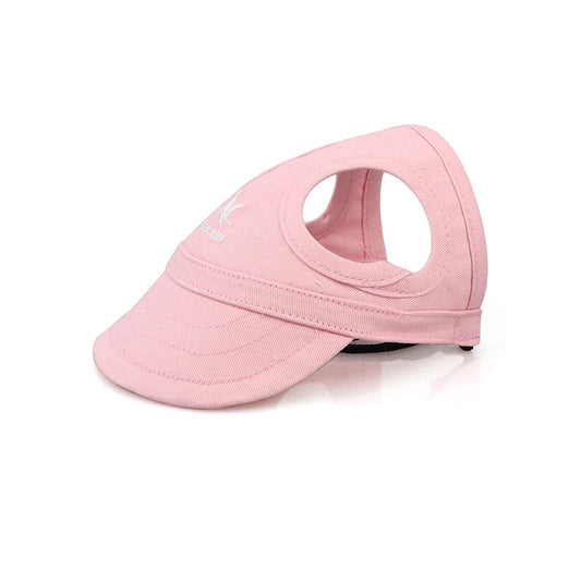 Boné de beisebol ajustável para cães PupPlay rosa – chapéu com viseira solar e furos para orelhas para aventuras ao ar livre 