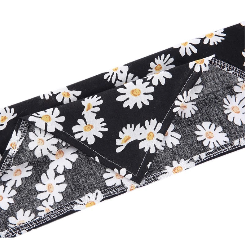 Midnight Bloom Bandana – Black & White Floral Scarf for Chic Dogs