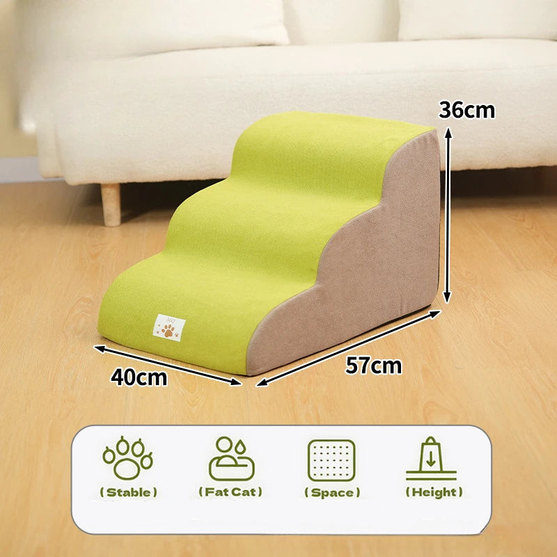 Memory Foam Dog Step Ramp – 2/3-Step Washable Pet Stairs for Sofas & Beds