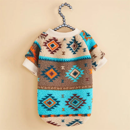 Wrap your small dog in style and comfort with our Cozy Chic Woolen Sweater. Perfect for Chihuahuas, Schnauzers, and puppies, this fleece pullover is a must-have for cooler weather walks. blue 1