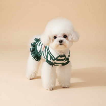 Vestido de tule listrado verde