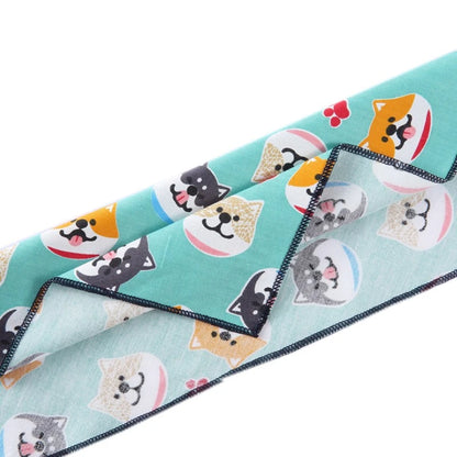 Turquoise Pup Faces Bandana – Fashion Scarf for Stylish Dogs
