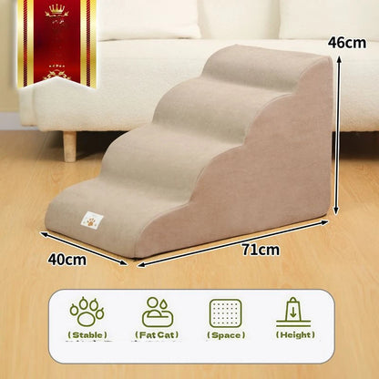 Memory Foam Dog Step Ramp – 2/3-Step Washable Pet Stairs for Sofas & Beds