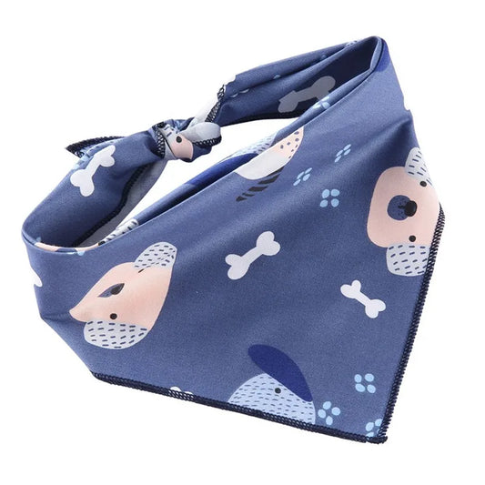 Blue Woof Bandana – Playful Dog Print Scarf for Trendy Pups