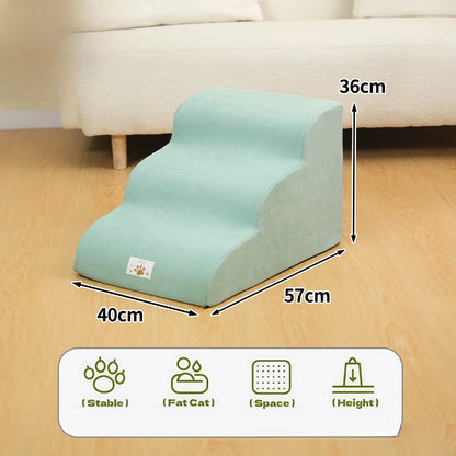 Memory Foam Dog Step Ramp – 2/3-Step Washable Pet Stairs for Sofas & Beds