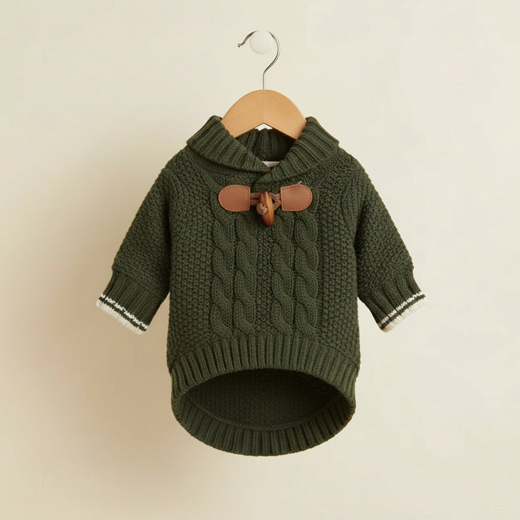 Camisola de malha verde-floresta