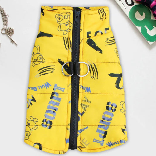 Keep your large dog protected with our All-Weather Outdoor Jacket. Waterproof, durable, and secure, it’s perfect for Doberman Pinschers, Golden Retrievers, and more. yellow