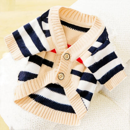 Cardigan Snuggle Stripes – Suéter de malha macia para cães pequenos