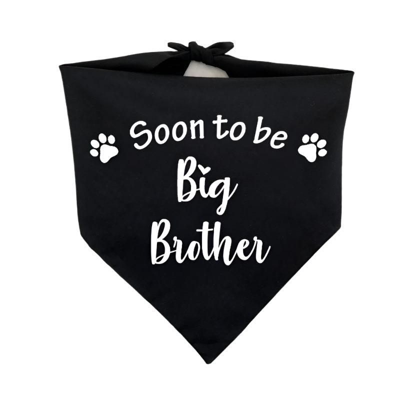 Black bandana with 'Soon to be Big Brother' text on a white background