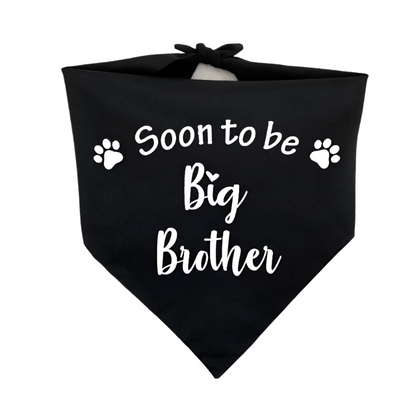 Black bandana with 'Soon to be Big Brother' text on a white background