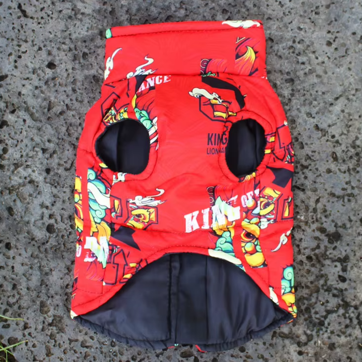 Red King Dragon Canine Comfort Waterproof Jacket for Large Breeds