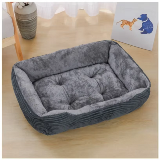 Caseta de peluche CozyNest para mascotas: Máxima comodidad y seguridad, gris