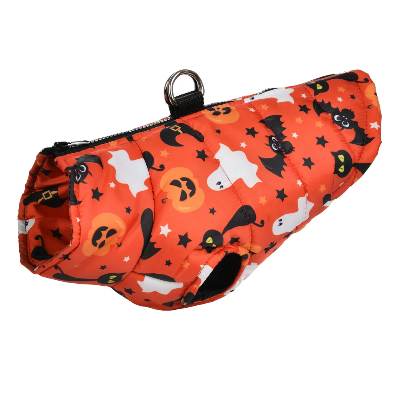 Orange Ghosts, Cats  & Bats Halloween Dog Costume Jacket