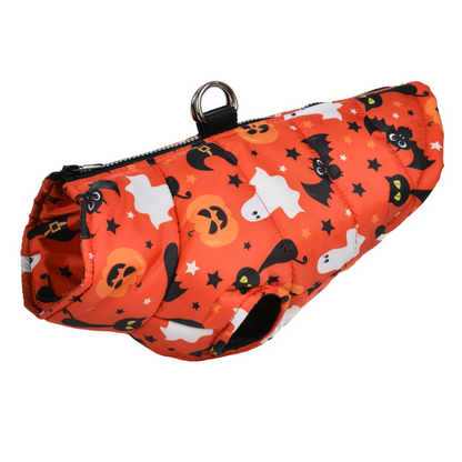 Orange Ghosts, Cats  & Bats Halloween Dog Costume Jacket