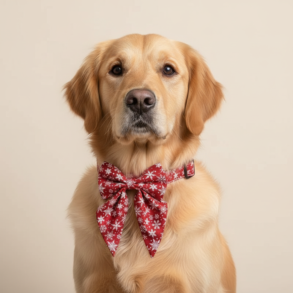 Coleira para cão com laço xadrez natalício