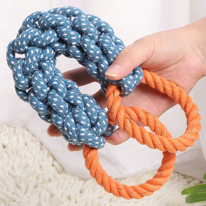 Juguete para perros de cuerda mordedora natural tejida a mano: limpieza dental y diversión masticable