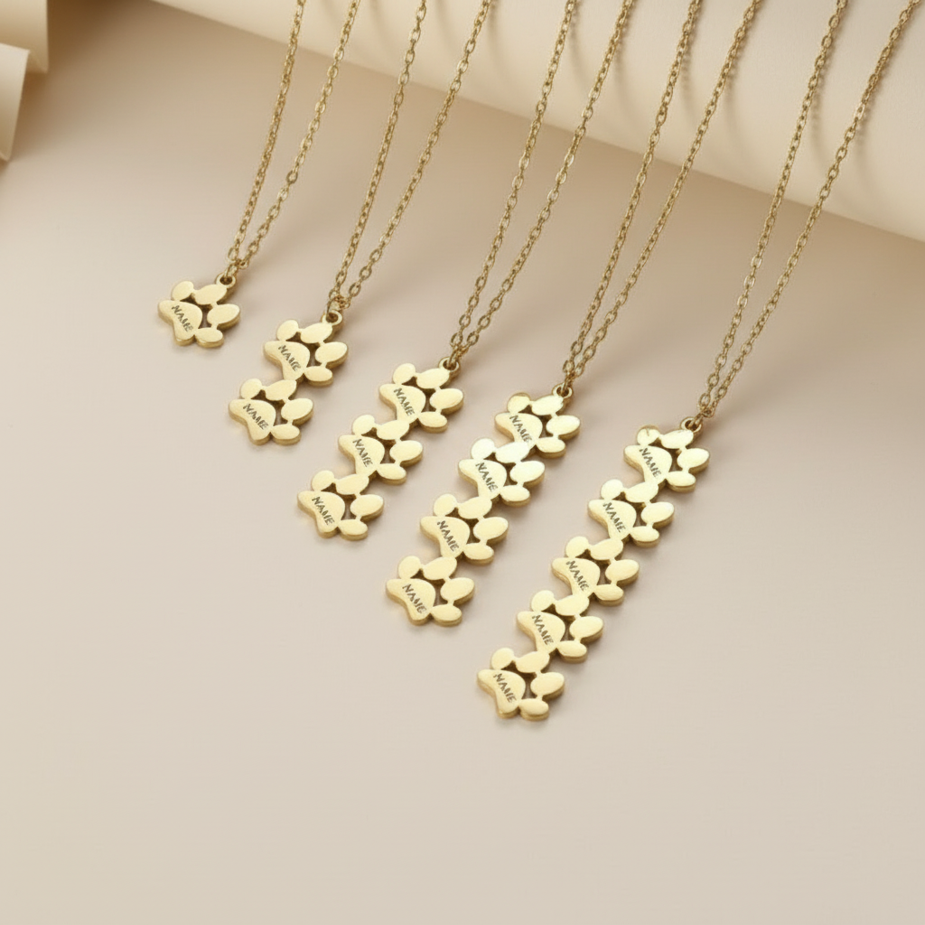 customized personalized dog name paw necklace
