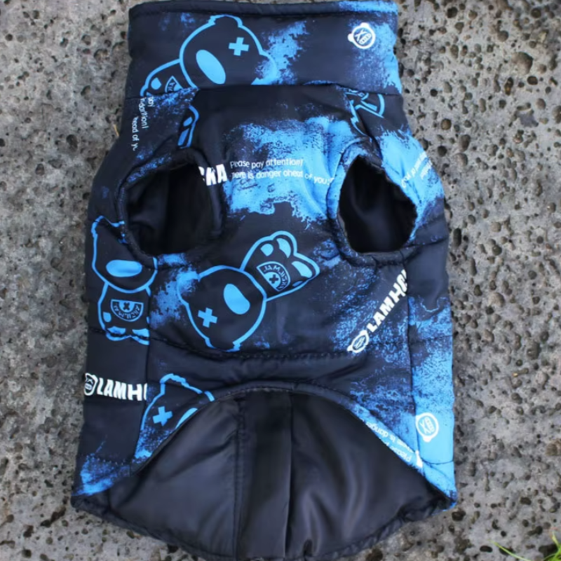 Keep your large dog protected with our All-Weather Outdoor Jacket. Waterproof, durable, and secure, it’s perfect for Doberman Pinschers, Golden Retrievers, and more. blue legs