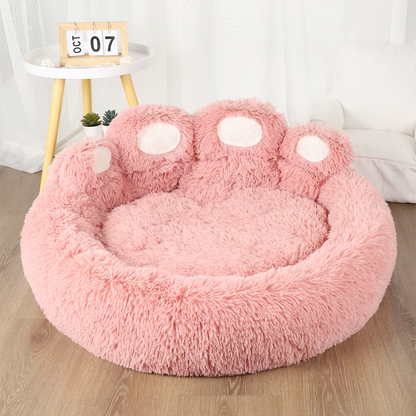 Soft Retreat Pet Pink Paw Bed - Cozy Comfort for Your Furry Friend