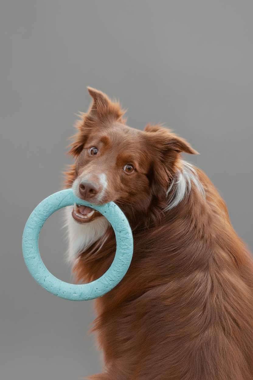 dog with ring toy 
