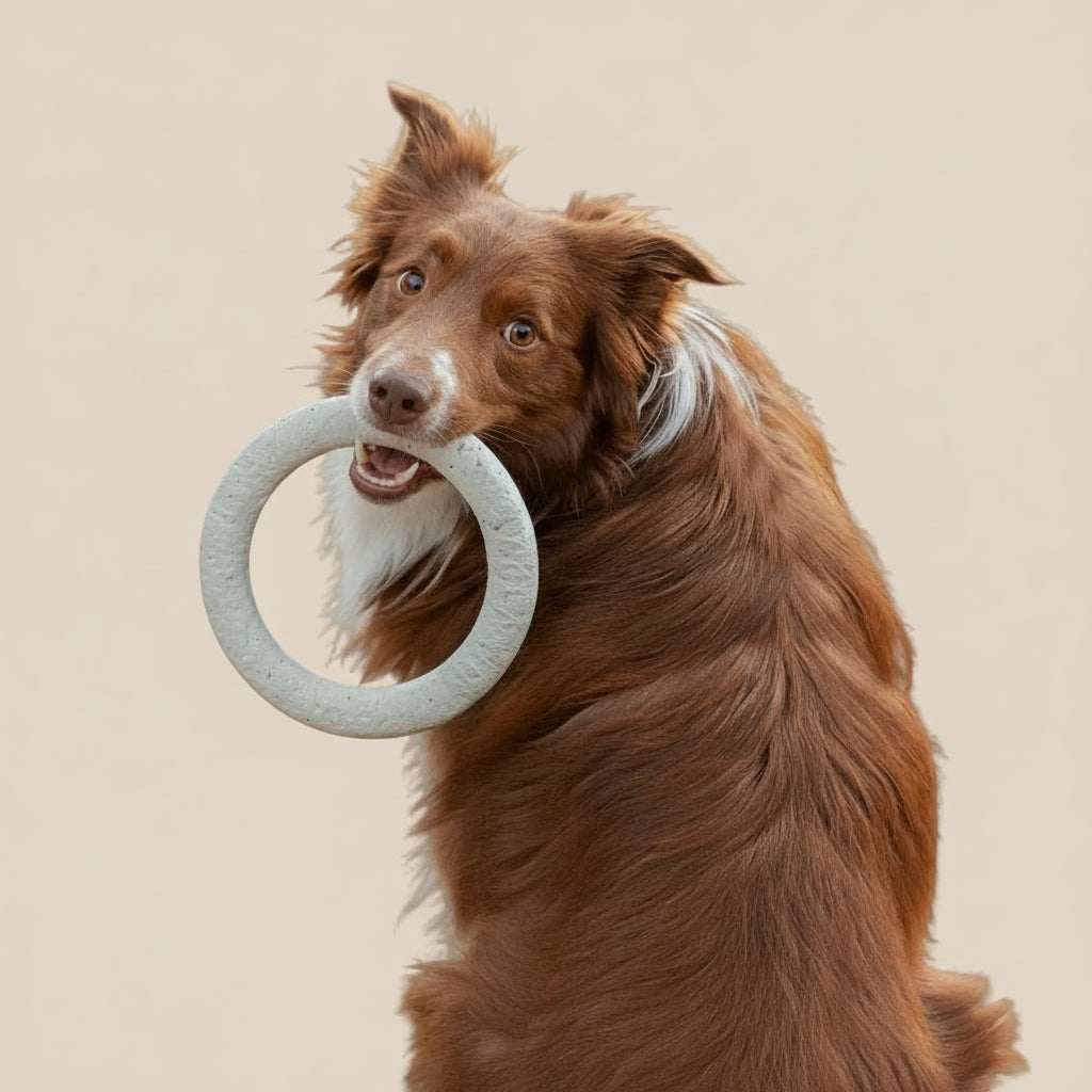 dog with toy ring sold at the fur pal