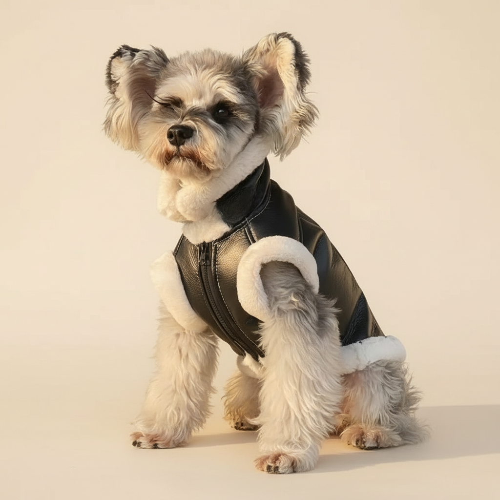 Casaco aconchegante com aparência de couro