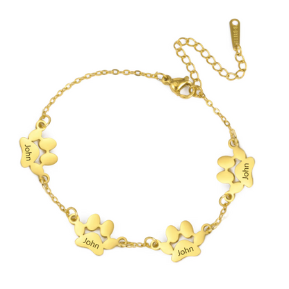 Pulseira de pata de cachorro de aço inoxidável personalizada 