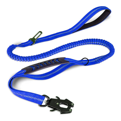 Tactical FlexLeash – Correa elástica reflectante para perros con clip para cinturón de seguridad de coche