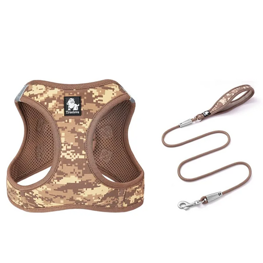 Brown Camo Harness & Leash Set